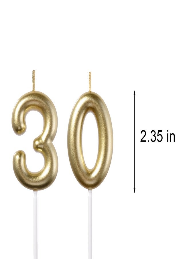 Qj-solar 2.35 Inch Gold 30 Birthday Candles, 3D Diamond Number 30th Cake Topper for Boys Girls Birthday Party Decorations Theme Party - Image 2